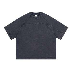 Vintage Washed Raglan Sleeve Cotton Crew Neck Oversized T-Shirt