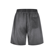 Retro Washed Loose Elastic Waist Raw Hem Casual Shorts