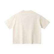Boxy Fit Contrast Knit Collar Heavyweight Cotton Short Sleeve Tee
