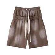 Vintage Washed Double Waistband High-Waisted Loose Casual Shorts