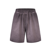 Retro Washed Loose Elastic Waist Raw Hem Casual Shorts