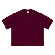 Solid Color Cotton Boxy Fit Crew Neck Short Sleeve Tee