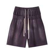 Vintage Washed Double Waistband High-Waisted Loose Casual Shorts