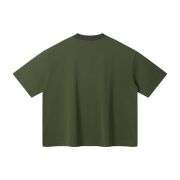 Boxy Fit Contrast Knit Collar Heavyweight Cotton Short Sleeve Tee