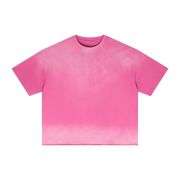 Monkey Wash Gradient Boxy Raw Hem Short Sleeve Tee