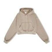 Women’s cropped fleece pullover hoodie with relaxed fit