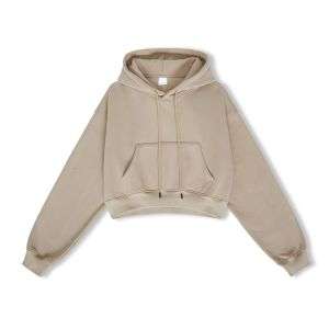 Women’s cropped fleece pullover hoodie with relaxed fit