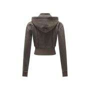 Vintage washed slim fit hoodie for women with sporty style