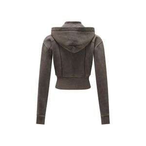 Vintage washed slim fit hoodie for women with sporty style