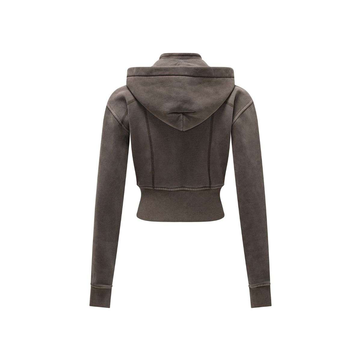 Vintage washed slim fit hoodie for women with sporty style