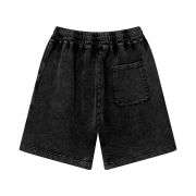 Snow Washed Webbing Stitching Loose Straight-Leg Casual Shorts