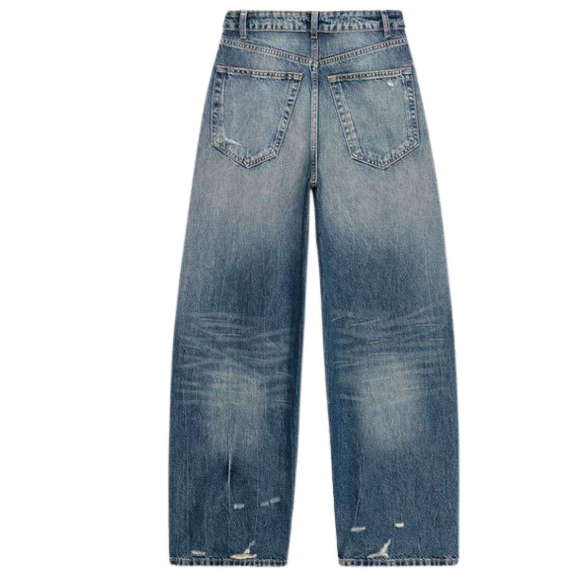 Vintage Streetwear Cuffed Waist Ripped Jeans