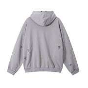 Light grey distressed patchwork hoodie