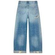 Vintage Streetwear Cuffed Hem Distressed Jeans
