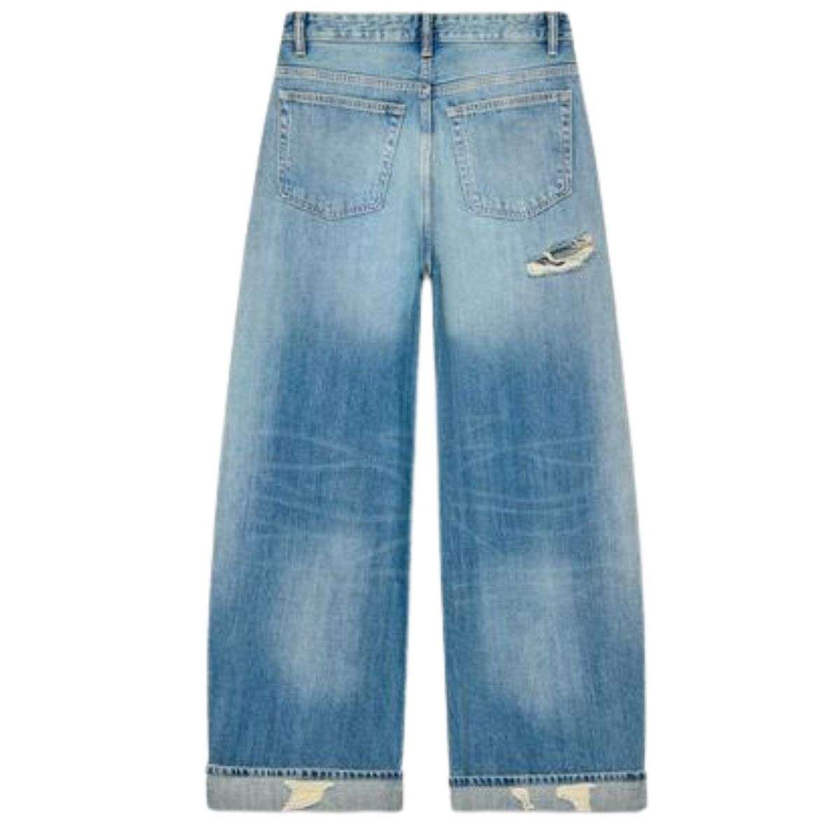 Vintage Streetwear Cuffed Hem Distressed Jeans