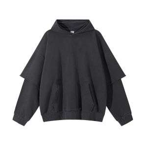 Charcoal layered streetwear hoodie