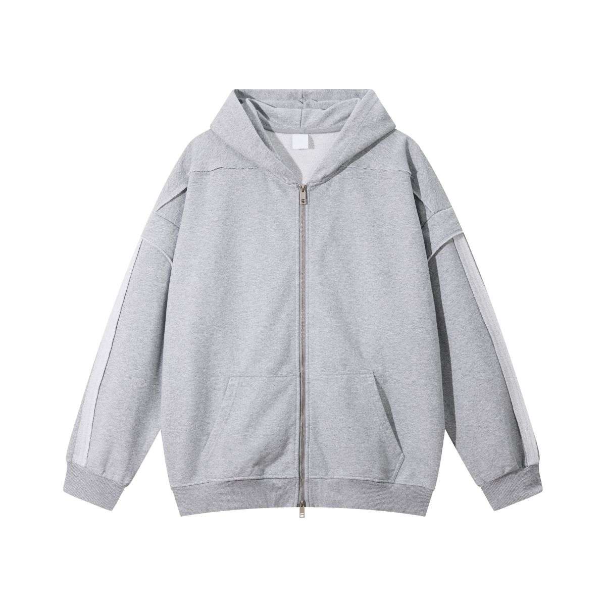 Heather grey double zip hoodie