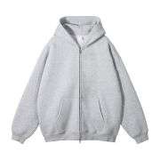 Light grey double zip fleece hoodie