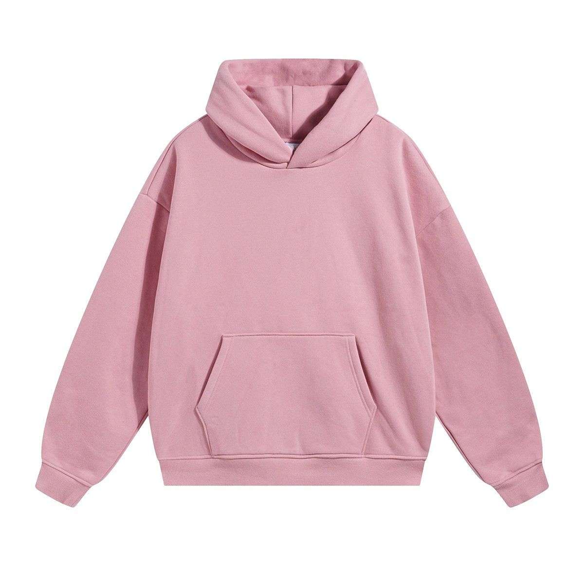 Pink polar fleece pullover hoodie
