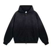 Black vintage spray-dyed zip hoodie