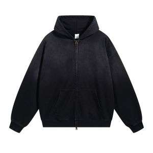 Black vintage spray-dyed zip hoodie