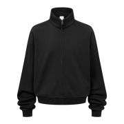Black relaxed fit zip-up sweatshirt jacket
