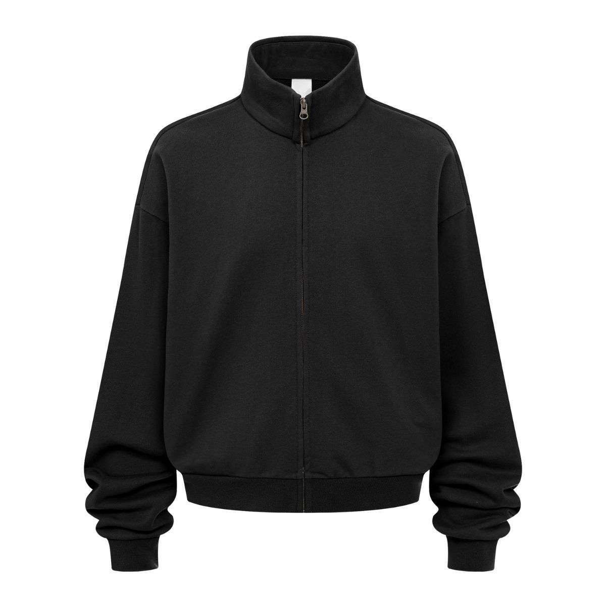 Black relaxed fit zip-up sweatshirt jacket