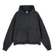 Washed black oversized cotton hoodie