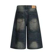 Retro Dark Washed Loose Wide-Leg Casual Denim Shorts