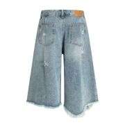 Vintage Distressed Irregular Frayed Hem Loose Denim Shorts