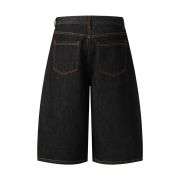Vintage Raw Denim Embroidery Loose Wide Leg Shorts