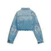 Sweetheart Patchwork Cropped Denim Jacket