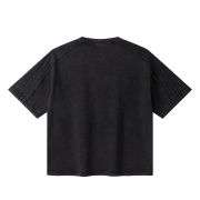 Washed Heavyweight Cotton Raw Hem Short Sleeve Boxy Tee