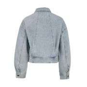 Rhinestone Drop-Shoulder Oversized Denim Jacket