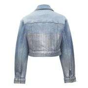 Lumina Gradient Metallic Cropped Denim Jacket
