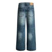 Retro Streetwear Washed Blue Slim Flare Jeans