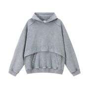 Grey snow washed streetwear hoodie