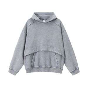 Grey snow washed streetwear hoodie
