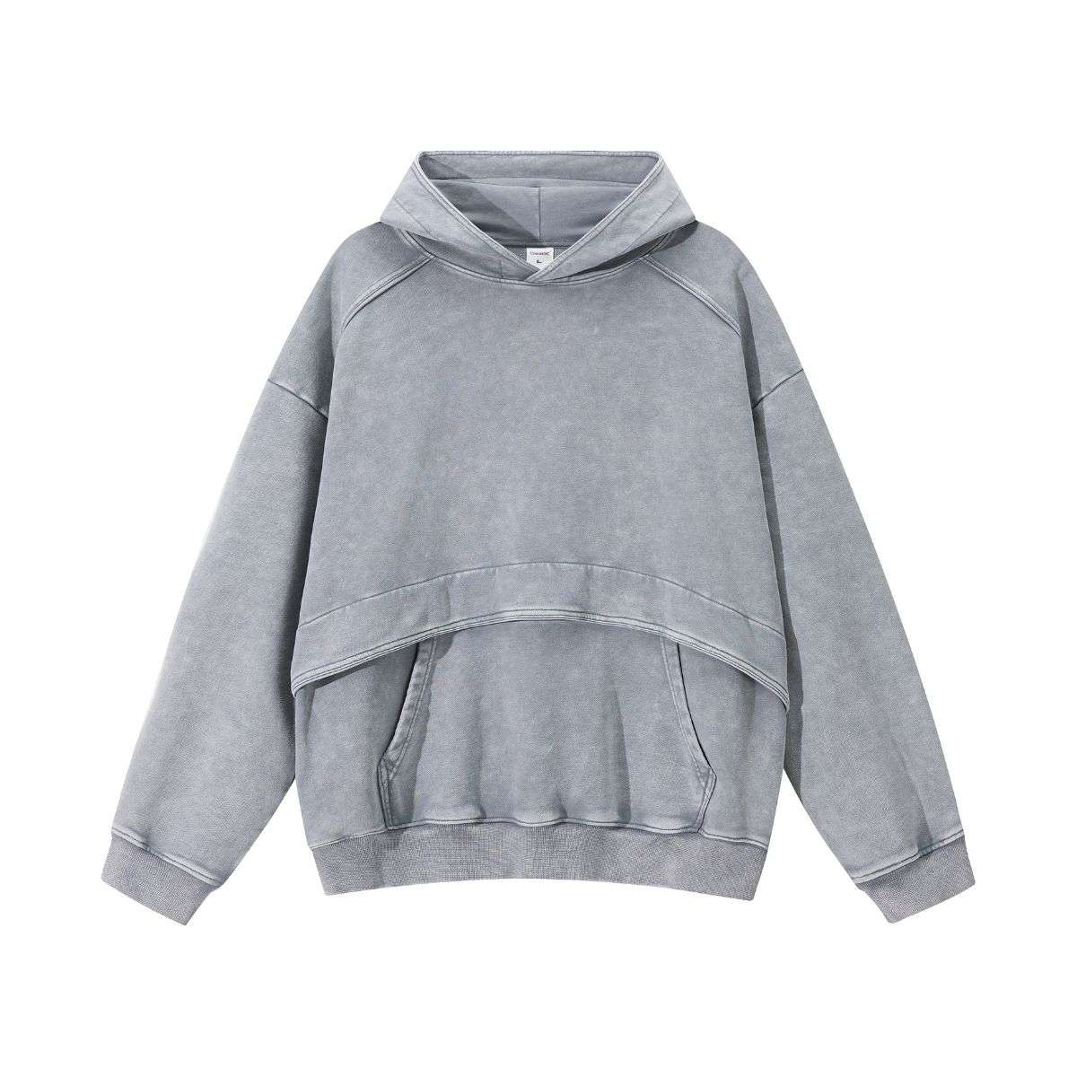 Grey snow washed streetwear hoodie