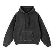 Washed black patchwork hoodie