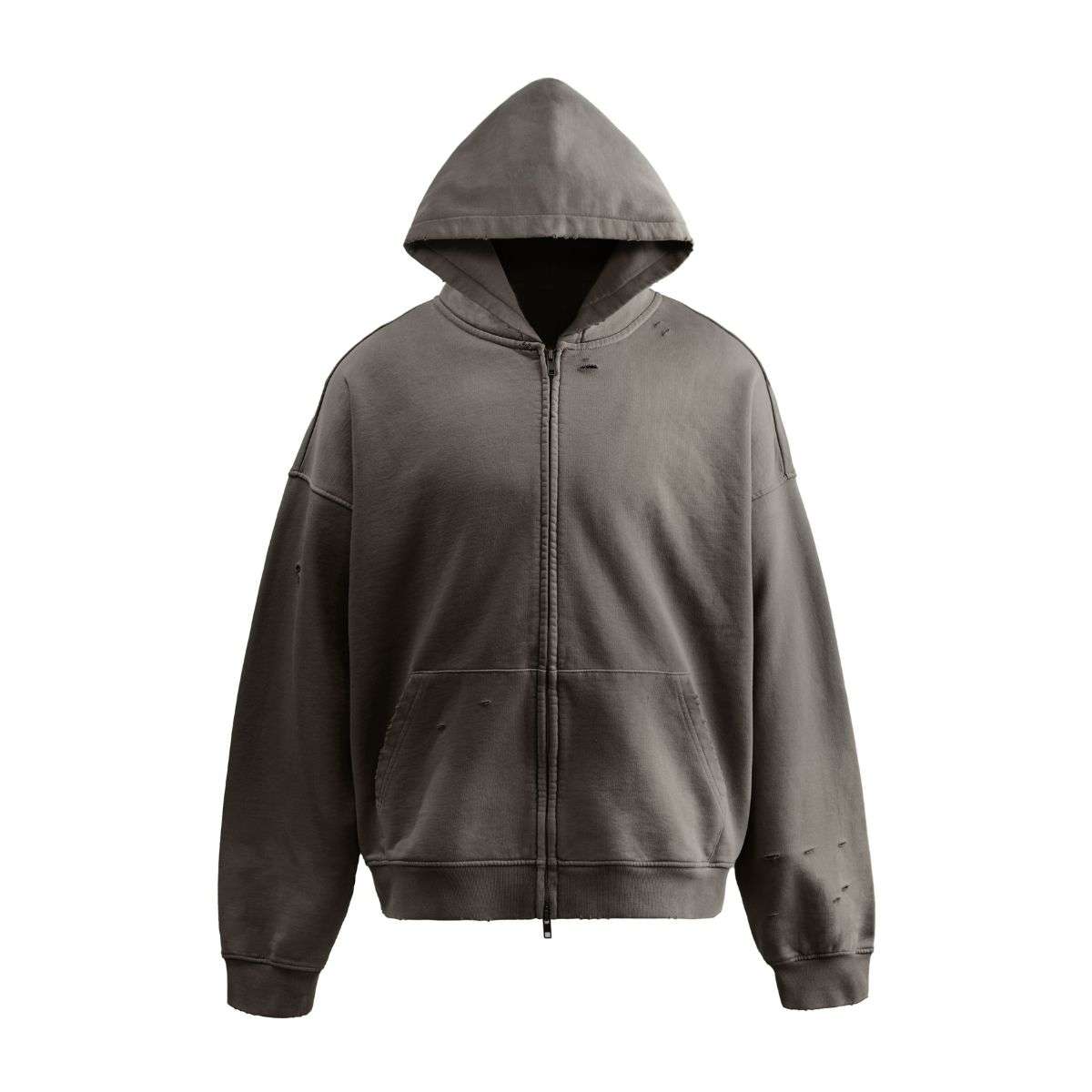 Brown distressed streetwear hoodie