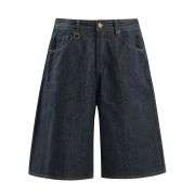 Men’s Raw Denim Vintage Loose Straight-Leg Casual Shorts