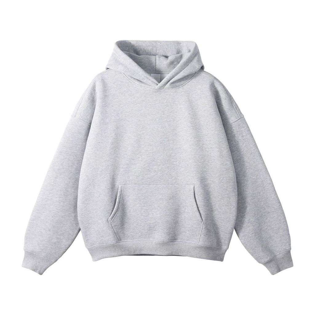 Fleece oversized pullover hoodie with brushed lining and relaxed dropped-shoulder fit, SKU DQ2518