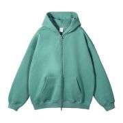 Mint green double zip fleece hoodie