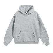 Grey polar fleece pullover hoodie