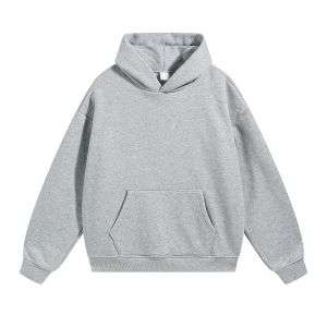 Grey polar fleece pullover hoodie