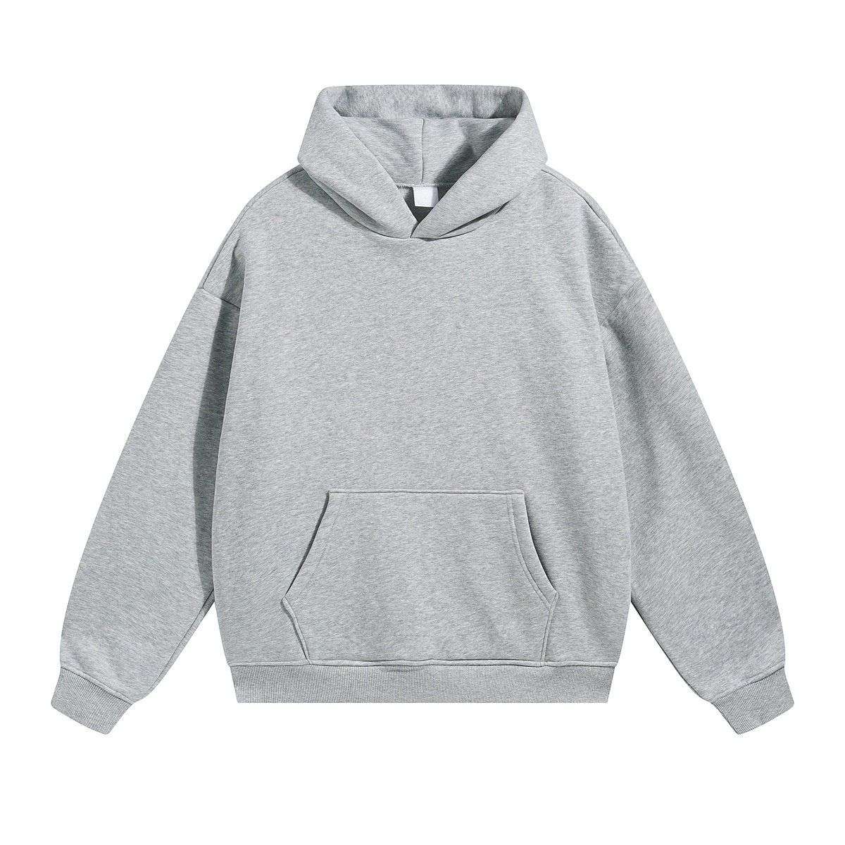 Grey polar fleece pullover hoodie