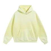 Pale yellow distressed fleece hoodie