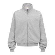 Heather grey mock neck zip-up sweatshirt jacket