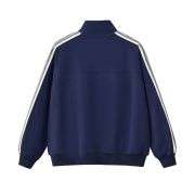 Navy blue striped casual jacket